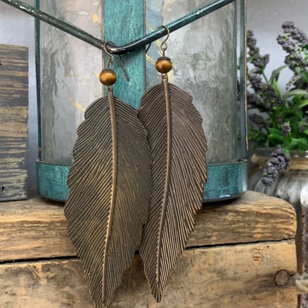 Vintage Bronze Color Leaf Earrings